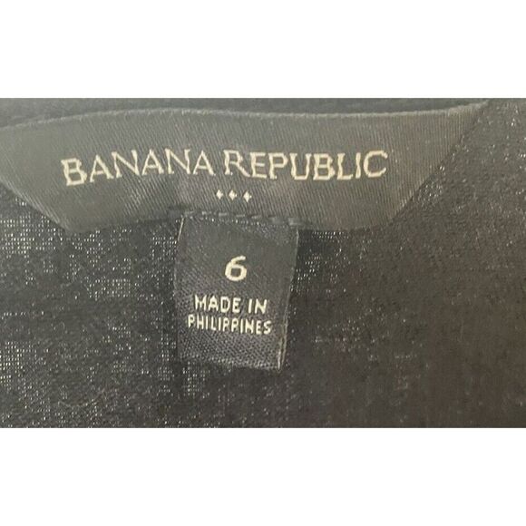 Banana Republic Size 6 Dress Black Linen Blend Cotton Spandex Midi Fit Belted - Picture 5 of 10